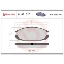 BREMBO fékbetétkészlet, tárcsafék P 56 020 fékbetét