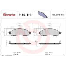 BREMBO fékbetétkészlet, tárcsafék P 56 118 autóalkatrész
