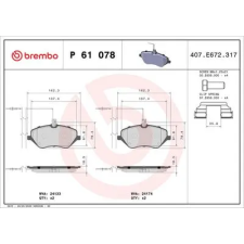 BREMBO fékbetétkészlet, tárcsafék P 61 078 autóalkatrész