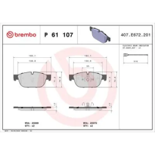 BREMBO fékbetétkészlet, tárcsafék P 61 107 autóalkatrész