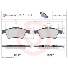BREMBO fékbetétkészlet, tárcsafék P 61 110 autóalkatrész