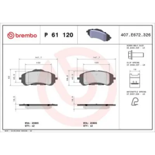 BREMBO fékbetétkészlet, tárcsafék P 61 120 autóalkatrész