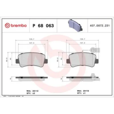 BREMBO fékbetétkészlet, tárcsafék P 68 063 autóalkatrész