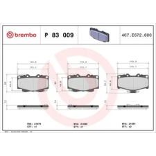 BREMBO fékbetétkészlet, tárcsafék P 83 009 fékbetét