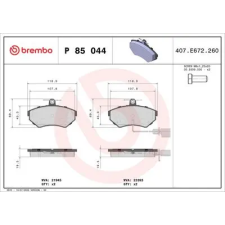 BREMBO fékbetétkészlet, tárcsafék P 85 044 autóalkatrész