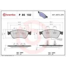 BREMBO fékbetétkészlet, tárcsafék P 85 102 autóalkatrész