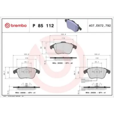 BREMBO fékbetétkészlet, tárcsafék P 85 112 autóalkatrész