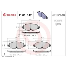 BREMBO fékbetétkészlet, tárcsafék P 85 147 autóalkatrész