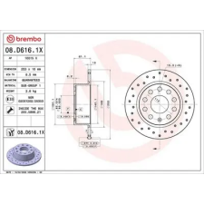 BREMBO féktárcsa 08.D616.1X autóalkatrész