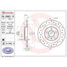 BREMBO féktárcsa 08.D883.1X autóalkatrész