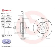 BREMBO féktárcsa 09.F374.11 autóalkatrész