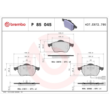 BREMBO Sada brzdových destiček P 85 045 autóalkatrész