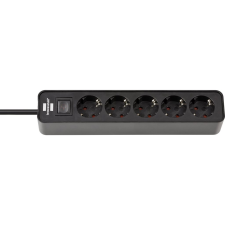 Brennenstuhl 1153250000 Elosztó kapcsolóval 5 részes Fekete Védőérintkezős 1,5m (b1153250000) hosszabbító, elosztó