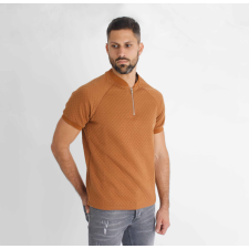 Brick Zip T-Shirt - barna póló - Méret: L férfi póló