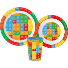  Bricks, Lego mintázatú étkészlet, micro műanyag szett babaétkészlet