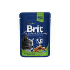 Brit Premium Cat Pouches Chicken Slices for Sterilised 100 g macskaeledel