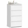 Brius Fiókos komód 4 fiókkal, 16 mm-es laminált forgácslap, 40x35x74 cm, fehér