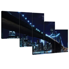  Brooklyn Híd Éjszakai Vászonkép Szett - 5 Panel - 100x170 cm grafika, keretezett kép
