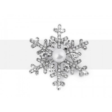  Bross csiszolt hópehely kövekkel és gyönggyel bross