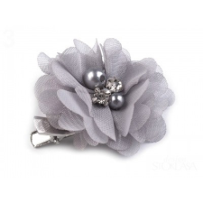  Bross díszvirág gyöngyökkel - Szürke bross