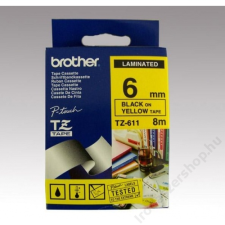 Brother Feliratozógép szalag, 6 mm x 8 m, BROTHER, sárga-fekete (QPTTZ611) fénymásolópapír