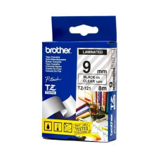 Brother TZE-121 laminált P-touch szalag (9mm) Black on Clear - 8m (TZE121) nyomtató kellék