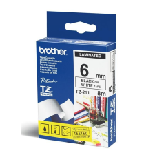 Brother TZE-211 laminált P-touch szalag (6mm) Black on White - 8m (TZE211) nyomtató kellék