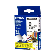 Brother TZE-221 laminált P-touch szalag (9mm) Black on White - 8m TZE221 nyomtató kellék