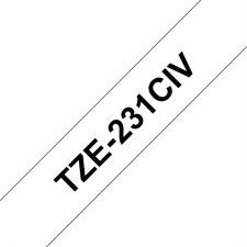 Brother TZE-231CIV laminált P-touch szalag (12mm) Black on White - 8m (20db) nyomtató kellék