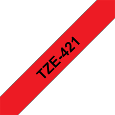 Brother TZE-421 laminált P-touch szalag (9mm) Black on Red - 8m nyomtató kellék