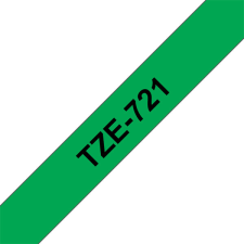 Brother TZE-721 laminált P-touch szalag (9mm) Black on Green - 8m nyomtató kellék