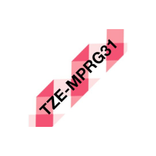 Brother TZe-MPRG31 laminált P-touch szalag (12mm) Black on Red Checkered - 4m nyomtató kellék