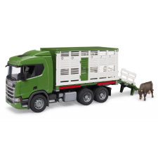 Bruder állatszállító teherautó Scania tehén figurával autópálya és játékautó