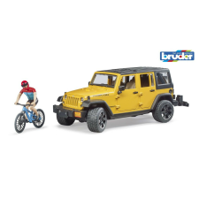 Bruder Jeep Wrangler Rubicon Unlimited mountainbike-kal és kerékpárossal (02543) autópálya és játékautó
