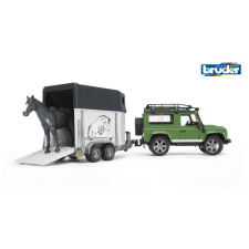 Bruder Land Rover Defender lószállítóval és lóval (02592) autópálya és játékautó