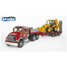 Bruder MACK Granite tréler és JCB munkagép (02813) autópálya és játékautó