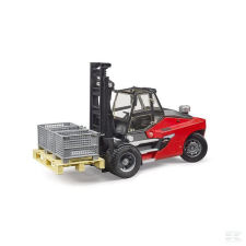 Bruder U02513 Linde HT160 emelővillás targonca raklappal és 3 raklap ketreccel autópálya és játékautó
