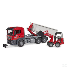 Bruder U03767 MAN TGS teherautó hulladékgyűjtővel és Schäffer Compact 2630 rakodóval autópálya és játékautó