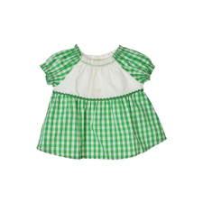Brums fehér, zöld kockás lányka ruha – 74 lányka ruha