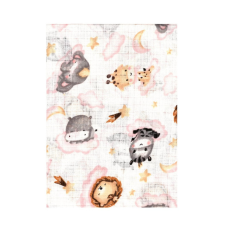 BS Textil pelenka 1db-os -Baby Állatok felhőn - Fehér/Rózsaszín mosható pelenka