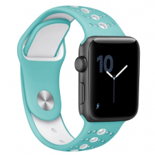 BSTRAP Apple Watch Silicone Sport 42/44mm szíj, Teal White mobiltelefon kellék