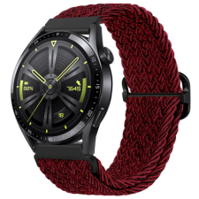 BSTRAP Braid Nylon szíj Huawei Watch GT2 42mm, red black okosóra kellék