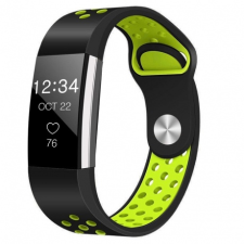 BSTRAP Fitbit Charge 2 Silicone Sport (Large) szíj, Black/Green mobiltelefon kellék
