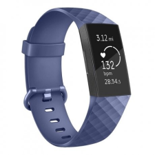 BSTRAP Fitbit Charge 3 Silicone Diamond (Small) szíj, Dark Blue mobiltelefon kellék