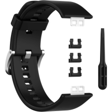 BSTRAP Silicone szíj Huawei Watch Fit, black/silver okosóra kellék