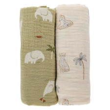Bubaba muslin pelenka 70x70 cm (2 db)-green/beige mosható pelenka