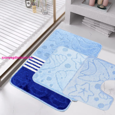 Budapest Carpet Fürdőszobai szőnyeg 3 részes - DEN kék csíkos kagylós lakástextília