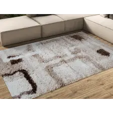 Budapest Carpet TOP! HOSSZÚ SZÁLÚ SHAGGY, Den. CAREN 471 bézs 60x110cm szőnyeg lakástextília