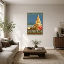  Budapest Halászbástya St. Stephen Festivities retro utazási poszter vászonkép dekoráció