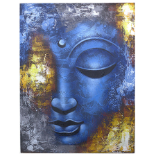 Buddha Festmény (kézi festés) - Absztrakt arc grafika, keretezett kép
